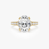 2.50 CTW 14K Oval Shape Lab Grown Diamond Pave Band Engagement Ring - Polly 14K Gold Ferkos Fine Jewelry