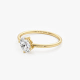0.50 CTW 14k Tilted Oval Lab Grown Diamond Solitaire Ring - Fleur Ferkos Fine Jewelry