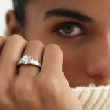 2.45 ctw 14K Gold Round Lab Grown Diamond Baguette Engagement Ring Ferkos Fine Jewelry
