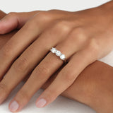 1.50 ctw 14K Gold Round Lab Grown Diamond Three Stone Ring Ferkos Fine Jewelry