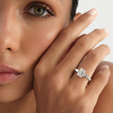 2.90 ctw 14K Emerald Cut Lab Grown Diamond Engagement Ring with Tapered Baguettes Ferkos Fine Jewelry