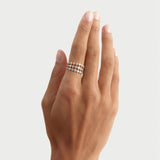 1.70 ctw 14K Gold Round Lab Grown Diamond Three Row Wide Band Ring Ferko's Fine Jewelry