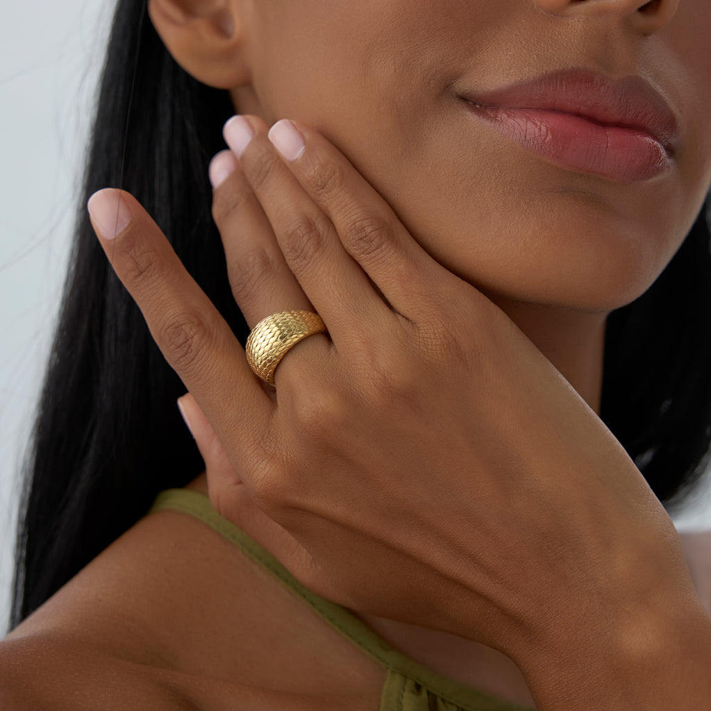 Snake Skin Pattern Rings 14K Chunky Snake Skin Texture Ring – Ferkos Fine Jewelry