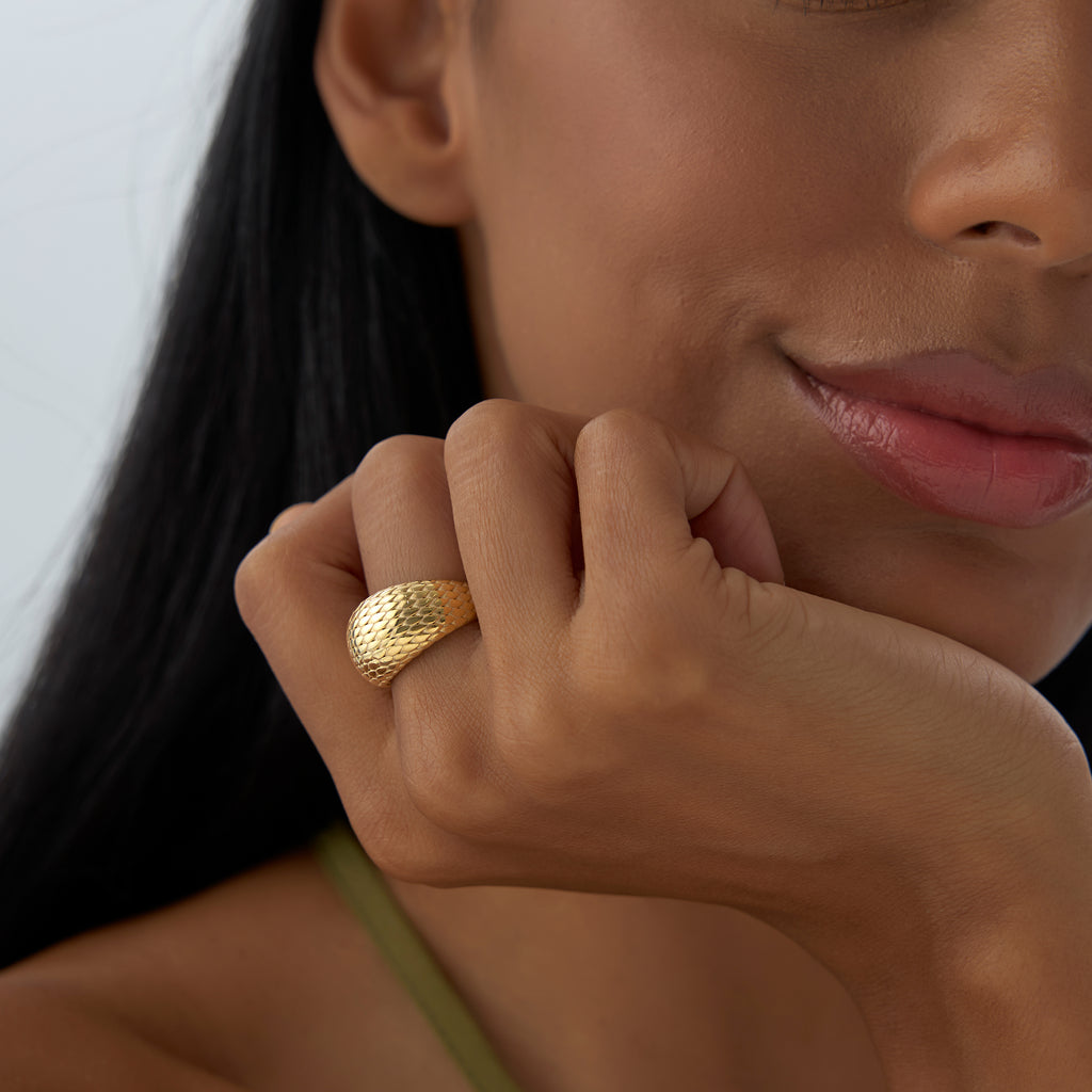 Snake Skin Pattern Rings 14K Chunky Snake Skin Texture Ring – Ferkos Fine Jewelry