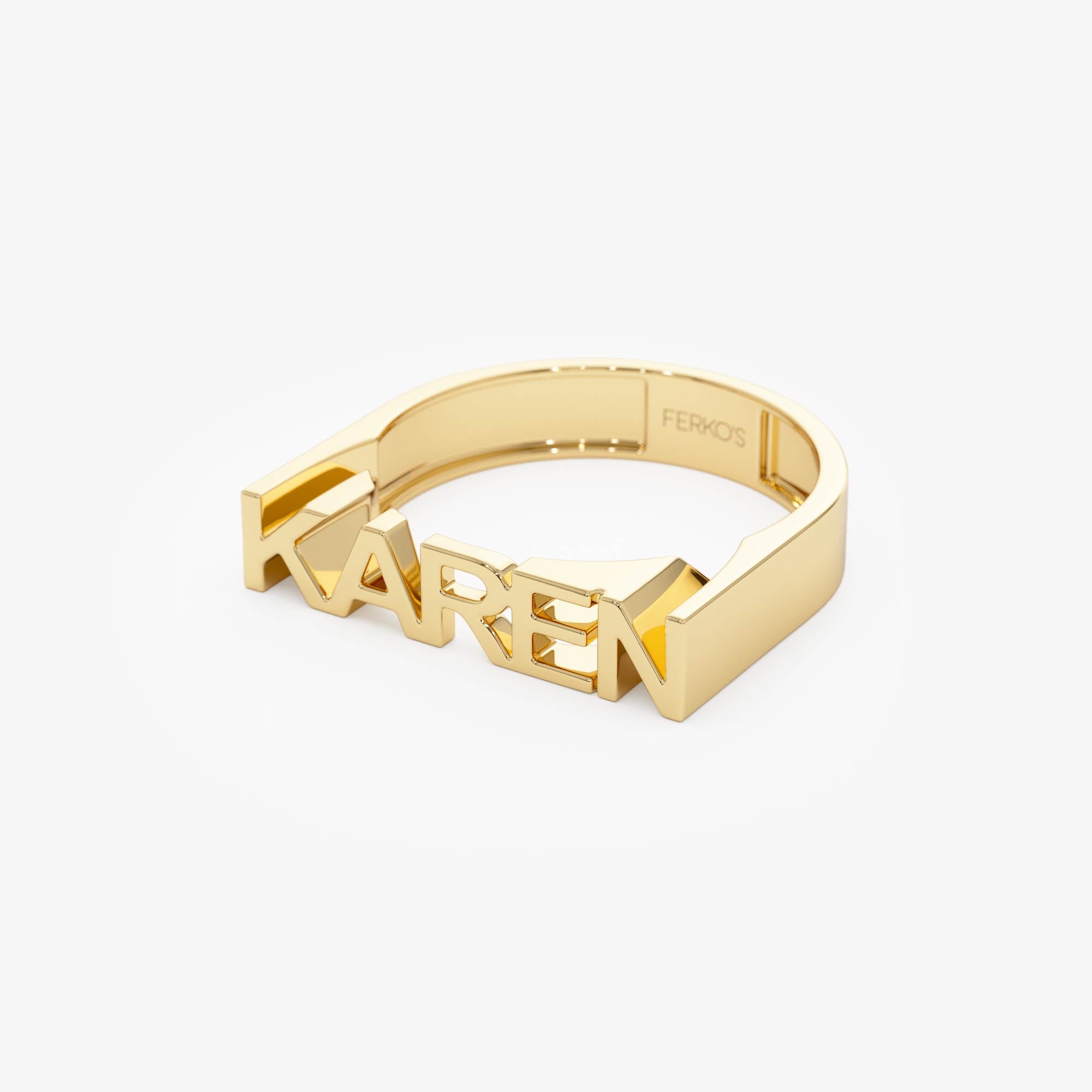 14K Personalized Bold Gold Nameplate Ring Ferkos Fine Jewelry