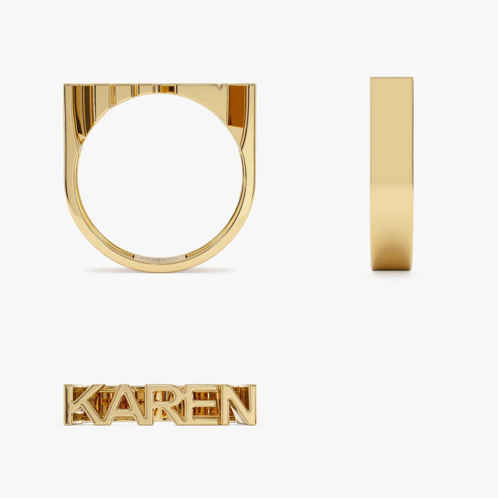 14K Personalized Bold Gold Nameplate Ring Ferkos Fine Jewelry