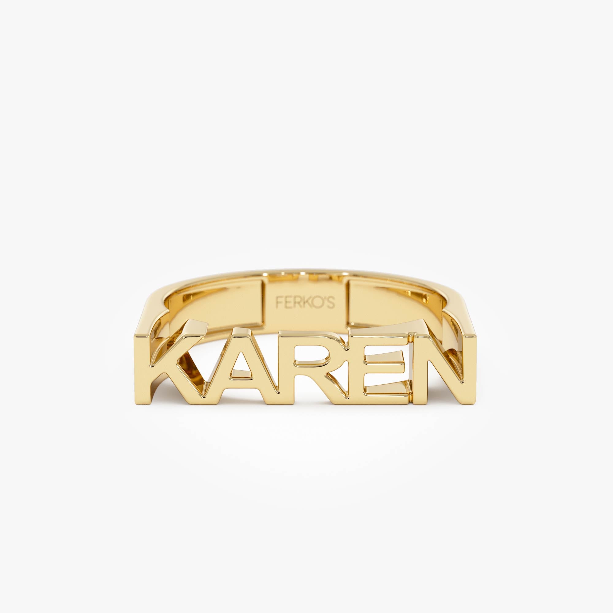 14K Personalized Bold Gold Nameplate Ring 14K Gold Ferkos Fine Jewelry