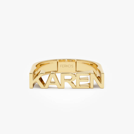 14K Personalized Bold Gold Nameplate Ring 14K Gold Ferkos Fine Jewelry
