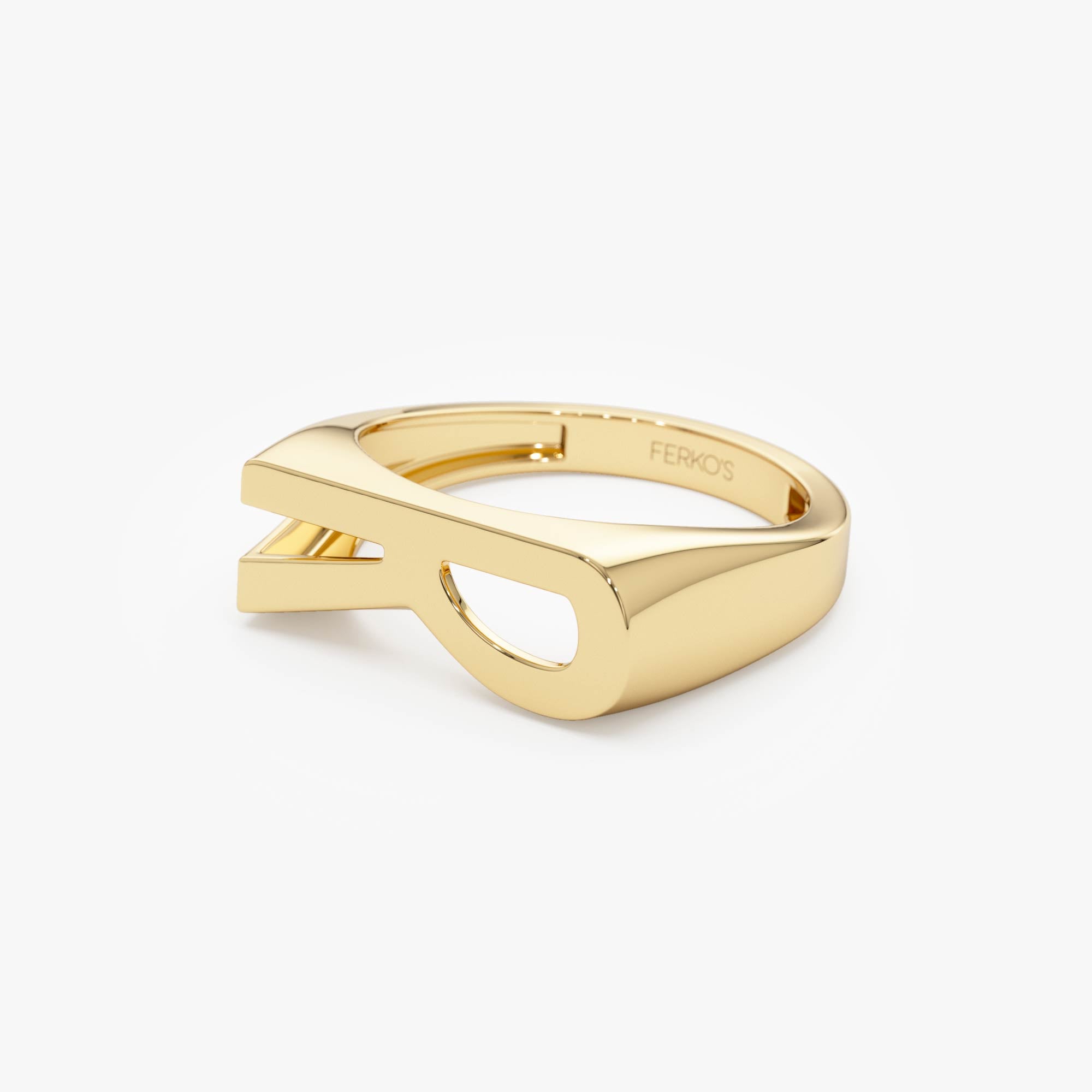 14k Gold Modern Abstract Personalized Initial Ring Ferkos Fine Jewelry