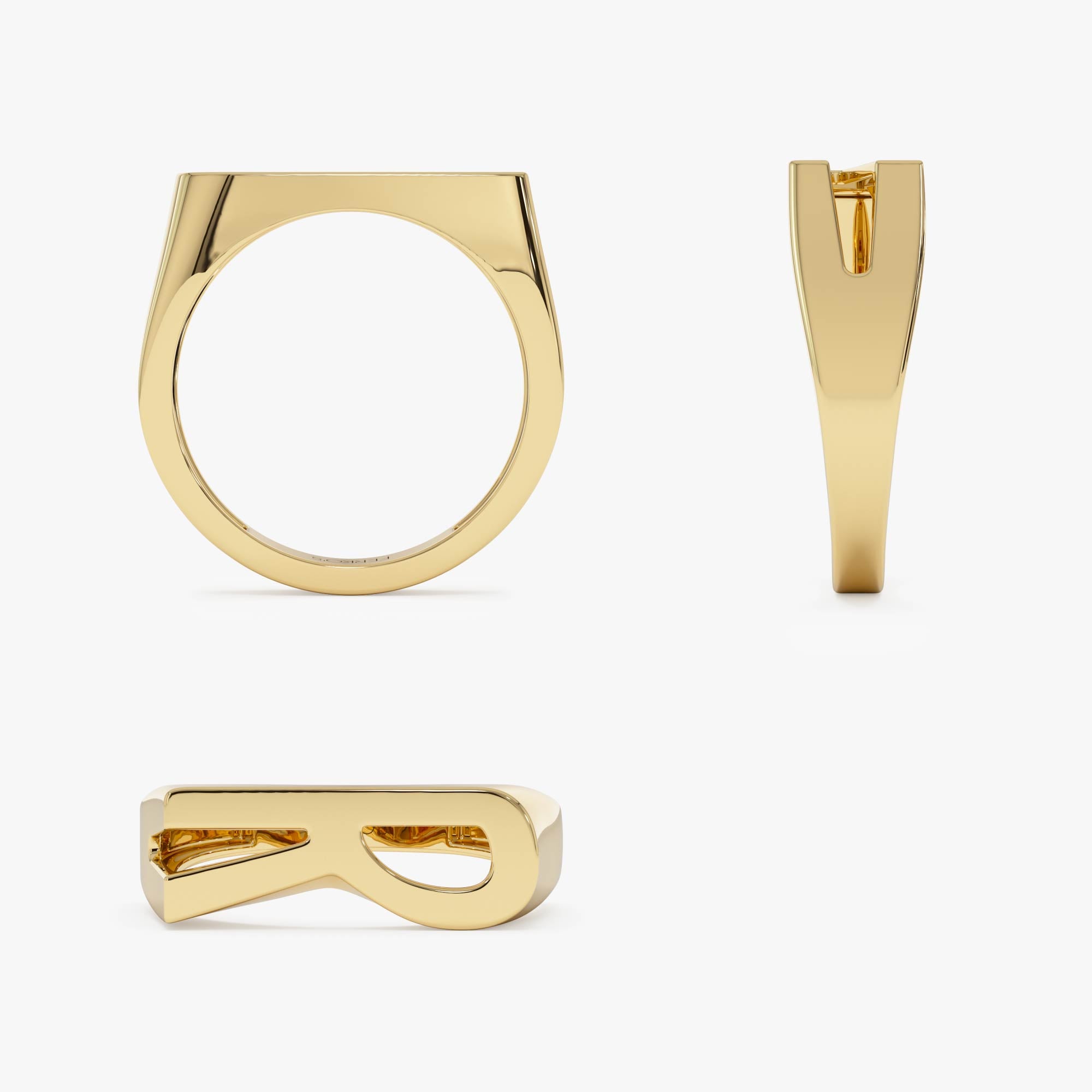 14k Gold Modern Abstract Personalized Initial Ring Ferkos Fine Jewelry