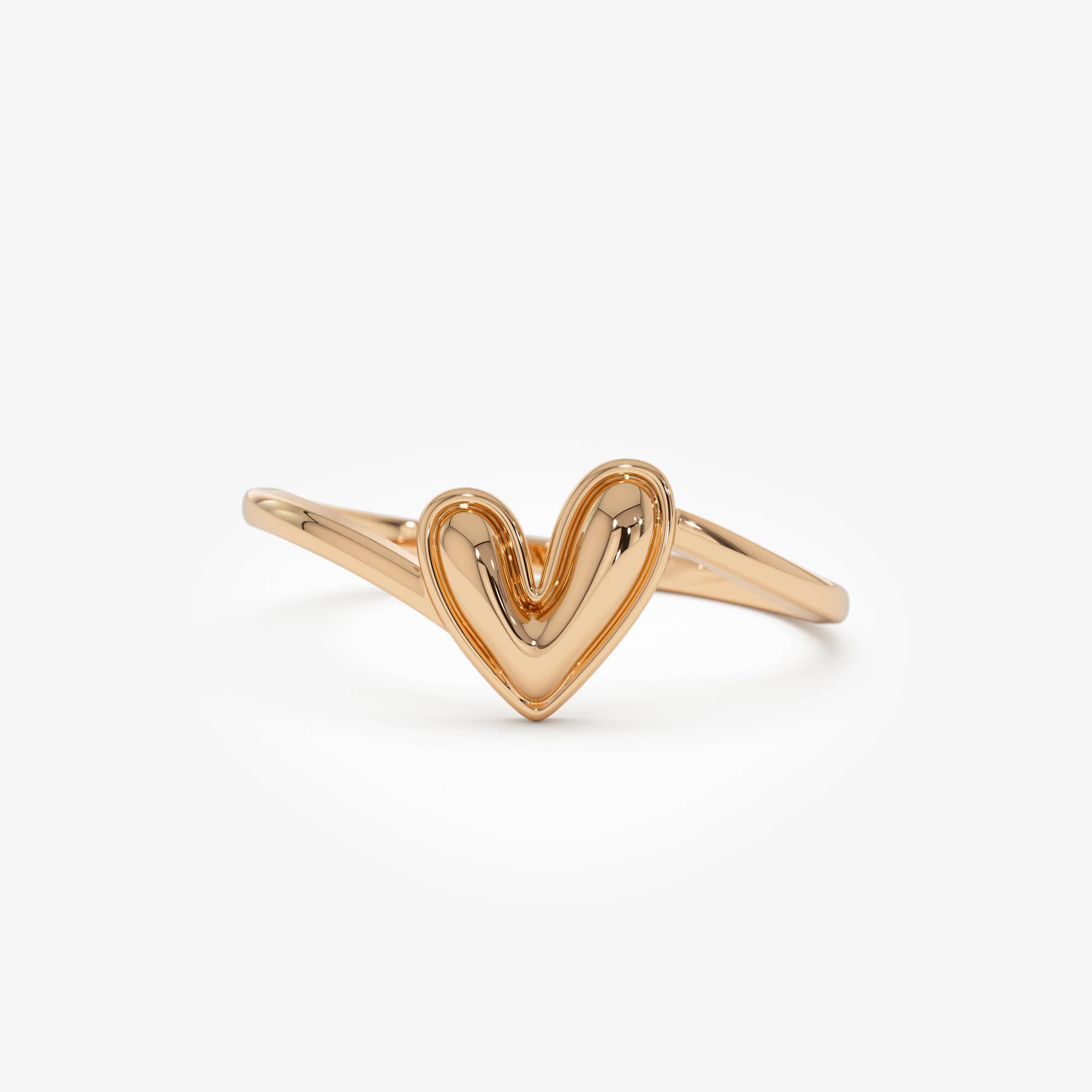 14k Gold Love Heart Ring 14K Rose Gold Ferkos Fine Jewelry