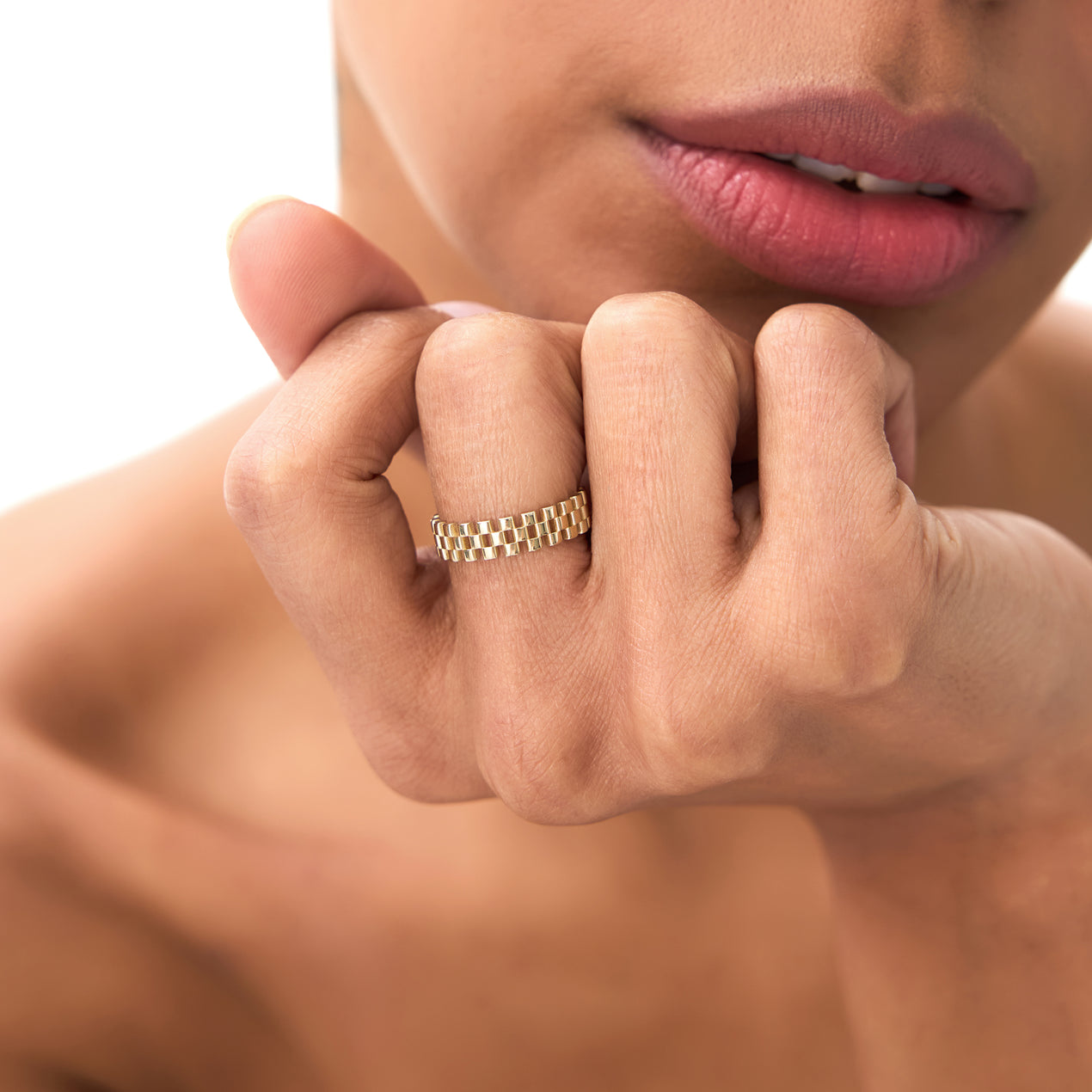 14k Gold 3 Row Link Ring – Ferkos Fine Jewelry