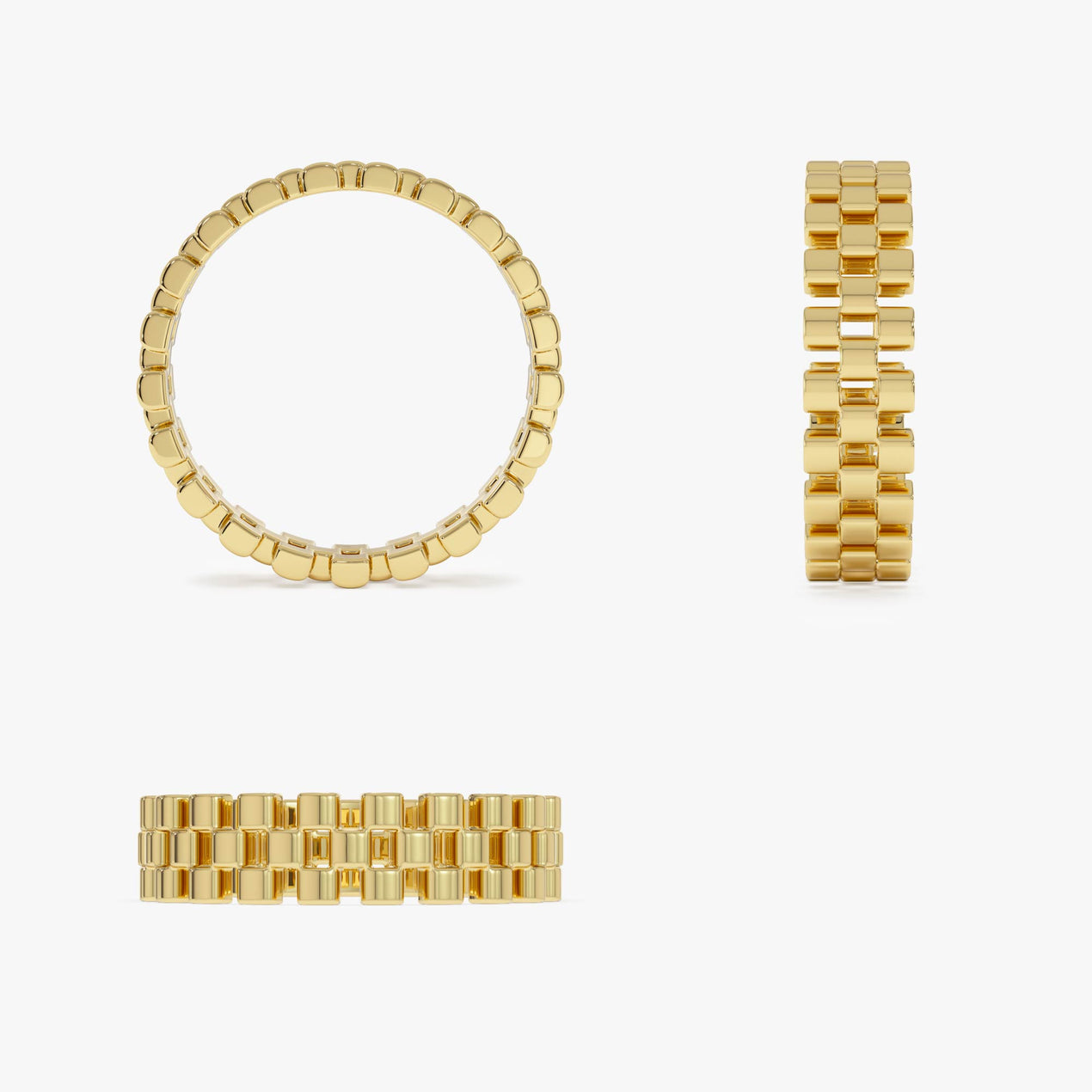 14k Gold 3 Row Link Ring – Ferkos Fine Jewelry
