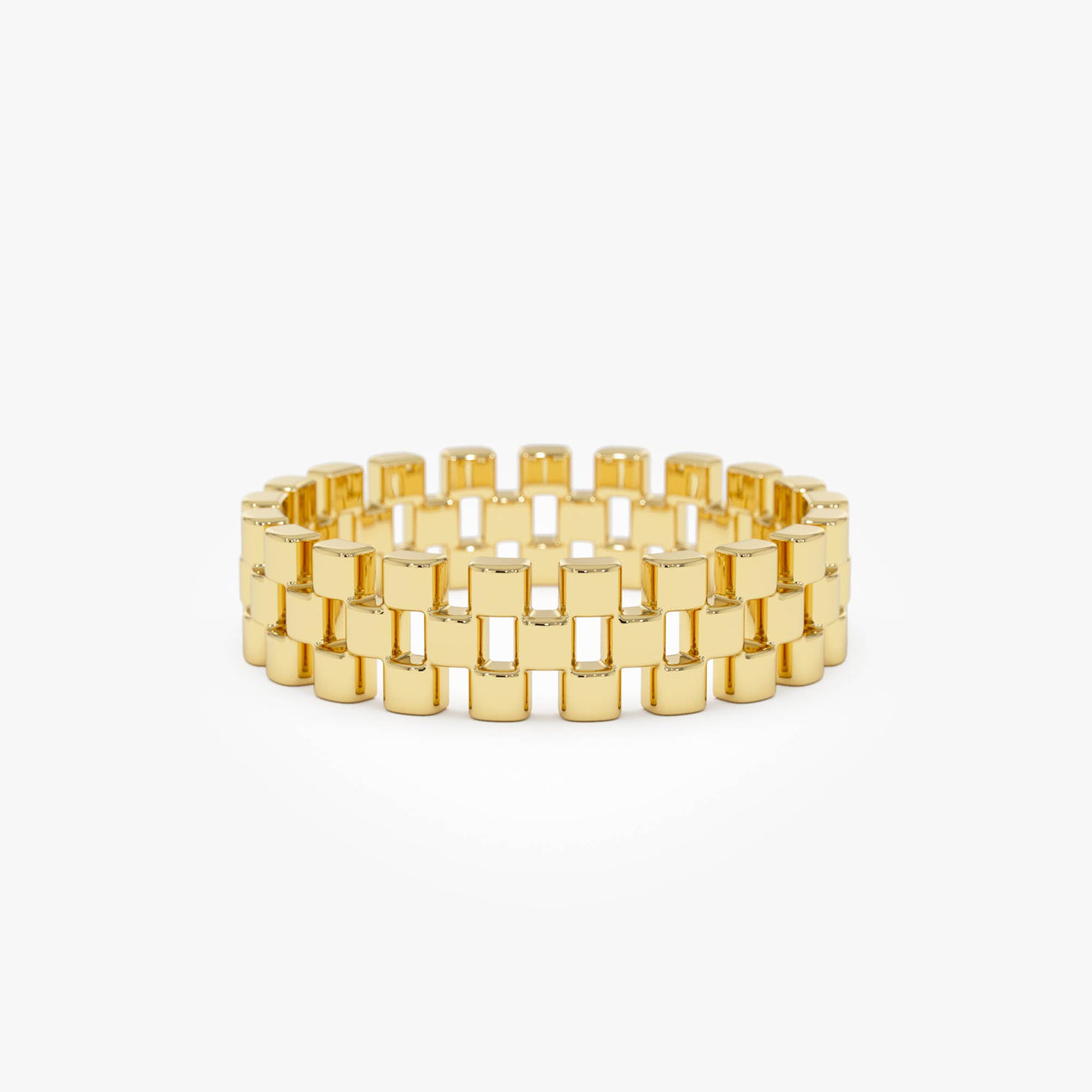 14k Gold 3 Row Link Ring – Ferkos Fine Jewelry