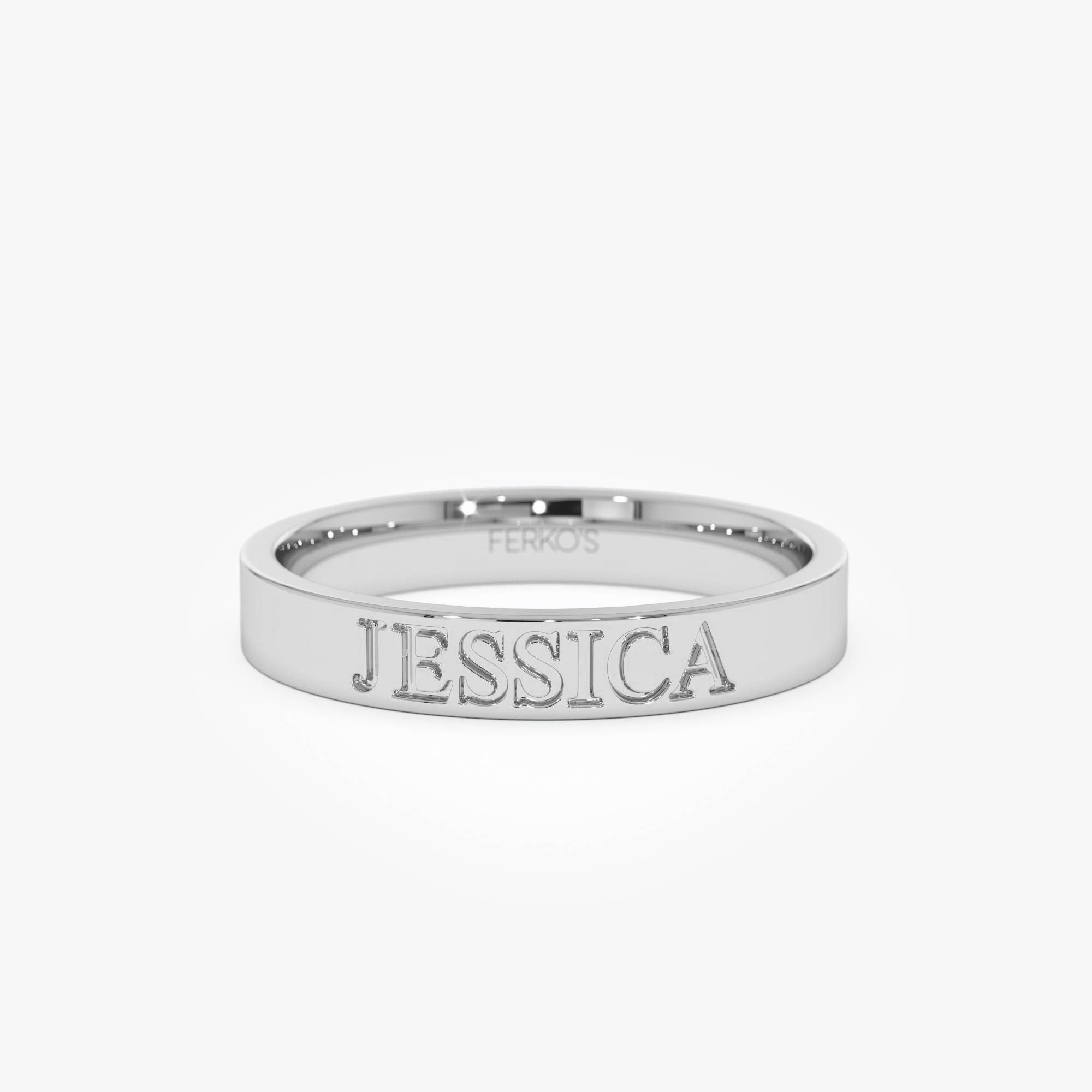 14k Gold Custom Name Engraved Band Ring Ferkos Fine Jewelry