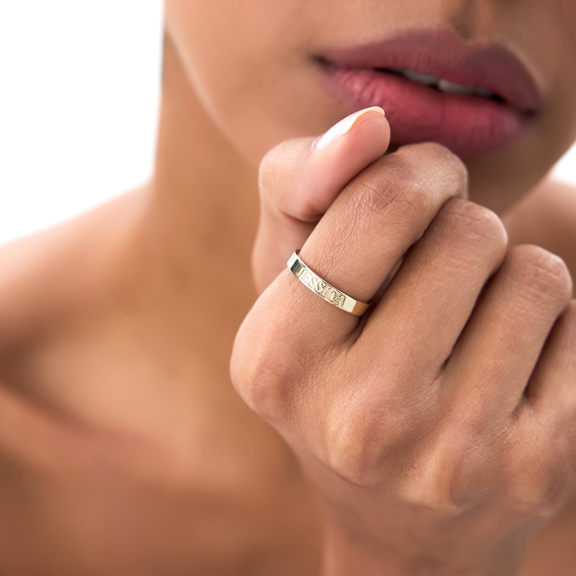 14k Gold Custom Name Engraved Band Ring Ferkos Fine Jewelry