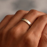 14K Gold Twisted Bold Band Ring Ferkos Fine Jewelry