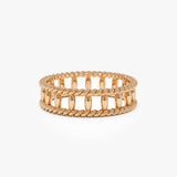 14k Double Rope Link Band Ring 14k Rose Gold Ferkos Fine Jewelry