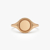14K Rope Border Oval Signet Ring 14k Rose Gold Ferkos Fine Jewelry