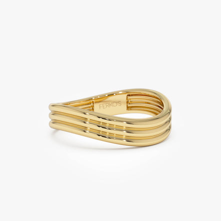 14k Gold Multi-Ribbed Statement Ring 14k Gold Ferkos Fine Jewelry