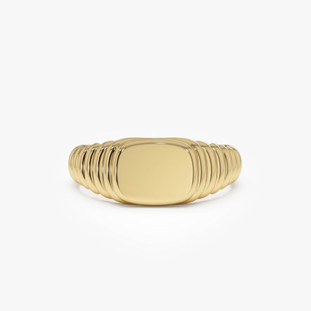 14k Gold Ribbed Cushion Signet Ring 14k Gold Ferkos Fine Jewelry