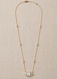 14k Gold Diamond by the Yard Necklace with Halo Marquise Center