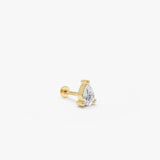 14K Gold Pear Shape Lab Grown Diamond Flat Back Piercing Ferko's Fine Jewelry