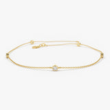 14K  Round Diamond Five Station Bracelet - 0.20 Ctw - 14k Gold