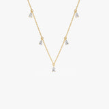 14K Gold Pear Lab Grown Diamond Five Station Necklace - 0.48 ctw 14k Gold Ferkos Fine Jewelry