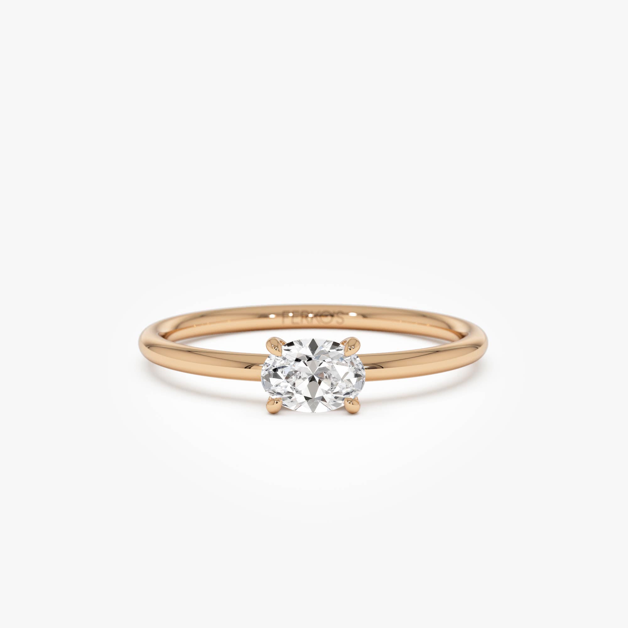 0.30 ctw 14K Gold Oval Lab Grown Diamond Solitaire Ring Ferko's Fine Jewelry