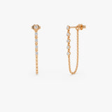 14K Gold Natural Diamond Chain Drop Earrings Ferko's Fine Jewelry