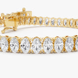 10.20 ctw 14K Gold Oval Lab Grown Diamond Tennis Bracelet - 14k Gold, view 2