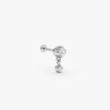 0.14 ctw 14K Gold Round Lab Grown Diamond Two-Stone Stud Earrings - 14k White Gold