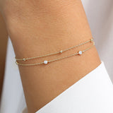 14K  Round Diamond Five Station Bracelet - 0.20 Ctw, worn on model, view 4