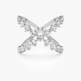 1.40 ctw 14K Gold Round Lab Grown Diamond Crossover X Ring 14k White Gold Ferko's Fine Jewelry