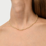 14K Gold Textured Paperclip Chain Necklace Ferkos Fine Jewelry