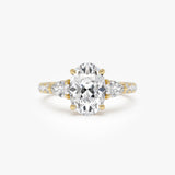 2.80 ctw 14K Gold Oval Shape Lab Grown Diamond Three Stone Engagement Ring 14k Gold Ferkos Fine Jewelry