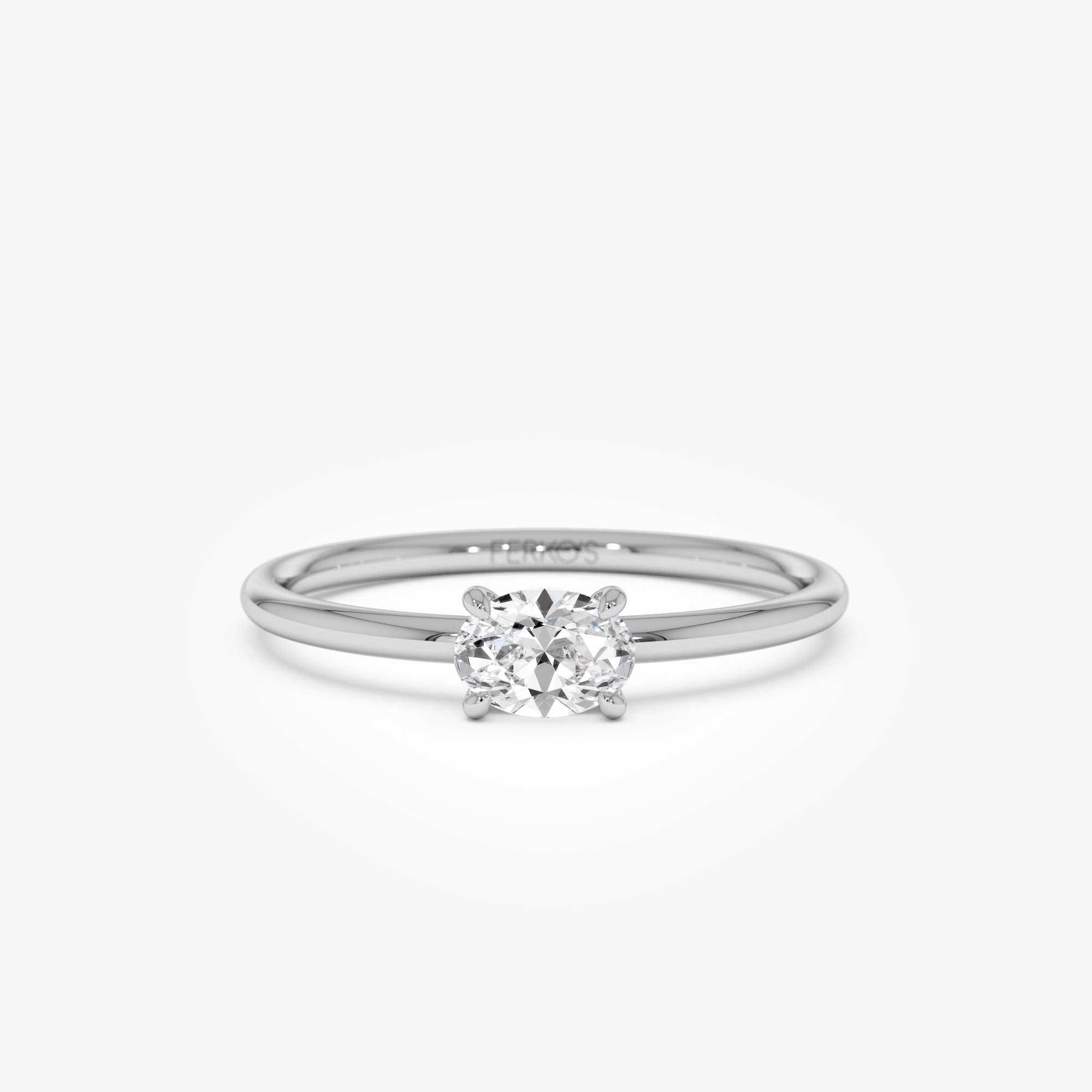 0.30 ctw 14K Gold Oval Lab Grown Diamond Solitaire Ring 14k White Gold Ferko's Fine Jewelry