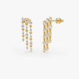 14K Gold Round Lab Grown Diamond Waterfall Drop Earrings - 0.92 ctw 14k Gold Ferkos Fine Jewelry