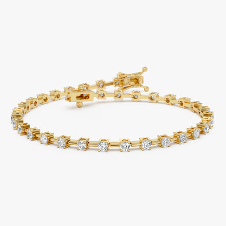 2.70 ctw 14K Round Lab Grown Diamond Bar Bracelet 14k Gold Ferko's Fine Jewelry