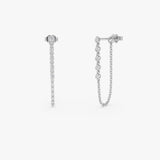 14K Gold Natural Diamond Chain Drop Earrings 14k White Gold Ferko's Fine Jewelry