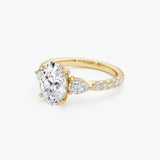 2.80 ctw 14K Gold Oval Shape Lab Grown Diamond Three Stone Engagement Ring Ferkos Fine Jewelry