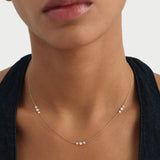 14K Gold Round Lab Grown Diamond Drilled Trio Station Necklace - 0.95 ctw Ferkos Fine Jewelry