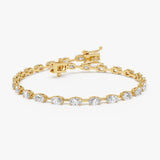 6.41 ctw 14K Gold Oval Lab Grown Diamond Tennis Bracelet 14k Gold Ferko's Fine Jewelry