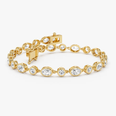 4.65 ctw 14K Gold Oval and Round Lab Grown Diamond Bezel Tennis Bracelet 14k Gold Ferkos Fine Jewelry