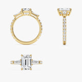 2.90 ctw 14K Emerald Cut Lab Grown Diamond Engagement Ring with Tapered Baguettes Ferkos Fine Jewelry