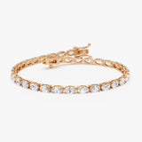 6.45 ctw 14K Gold Oval Lab Grown Diamond Tennis Bracelet - 14k Rose Gold