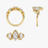 14K Gold Marquise Lab Grown Diamond Ring with Pear Side Stones - 1.80 ctw Ferkos Fine Jewelry