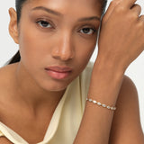 3.60 ctw 14K Gold Marquise Lab Grown Diamond Bezel Tennis Bracelet, worn on model