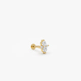0.12 ctw 14K Gold Four Diamond Cluster Lab Grown Diamond Flat Back Stud - 14k Gold, view 2